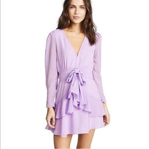 For Love and Lemons Tarta Long Sleeve Mini Dress in Lilac